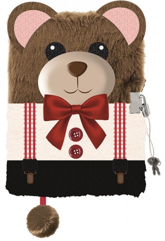PAMIĘTNIK Z KŁÓDKĄ WŁOCHACZ 96 kartek PLUSZOWY MIŚ TEDDY