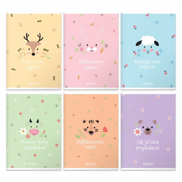 10 x Herlitz Zeszyt A5 Pastel Cute mix dwie linie 16 kartek ZESTAW