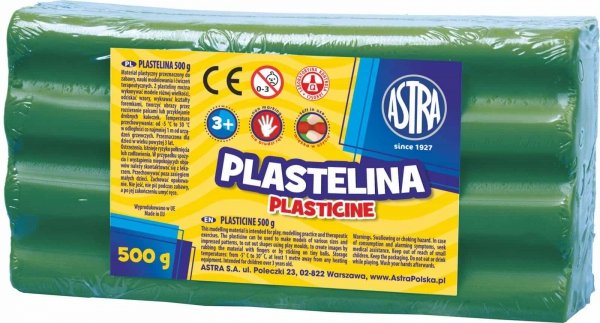 PLASTELINA ASTRA 500G 0,5 KG SZARA ZIELONA