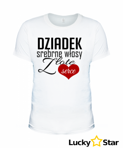 Koszulka Męska DZIADEK srebrne włosy złote serce