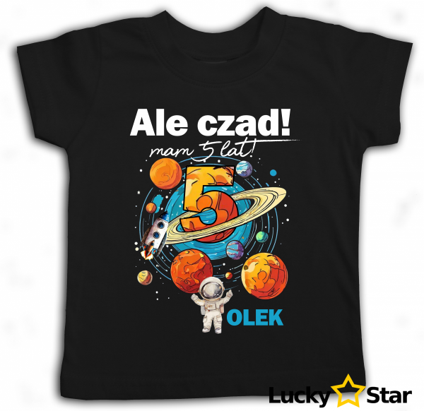 Koszulka dziecięca na urodziny KOSMOS Fani planet, gwiazd i statków kosmicznych