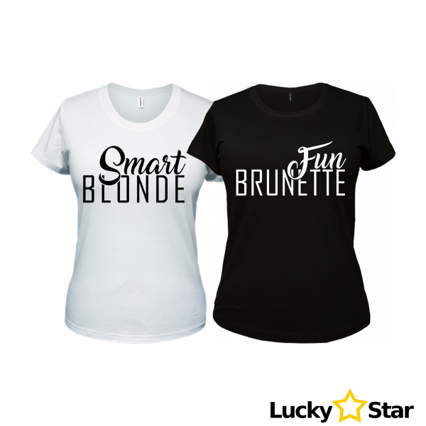 Zestaw koszulek dla przyjaciółek Smart BLONDE fun BRUNETTE