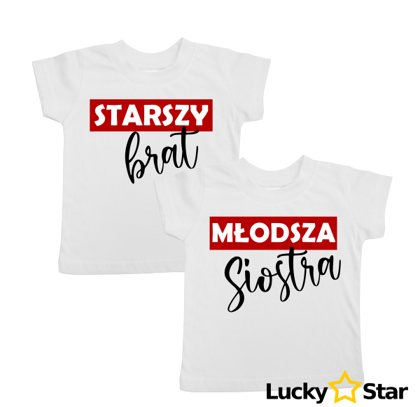 Koszulki dla rodzeństwa Starszy brat/młodsza siostra