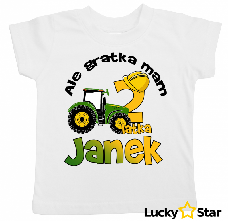 Koszulka dziecięca urodziny Traktor + WYBRANE IMIĘ 