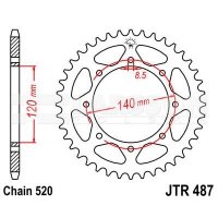 Zębatka tylna stalowa JT 487-44, 44Z, rozmiar 520 2300444 Kawasaki KLR 650 Zębatka tylna stalowa JT 487-44, 44Z, rozmiar 520 2300444 Kawasaki KLR 650