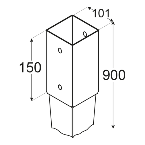 PODSTAWA SŁUPA WBIJANA 100 X 900 X 2