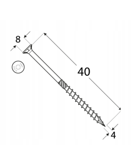WKRĘT CIESIELSKI ŁEB STOŻKOWY 4 X 40 OPAK.200 szt