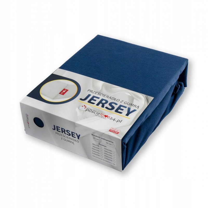 Prześcieradło Jersey z Gumką 220x240 Gruba Bawełna Bok 30 cm granatowy