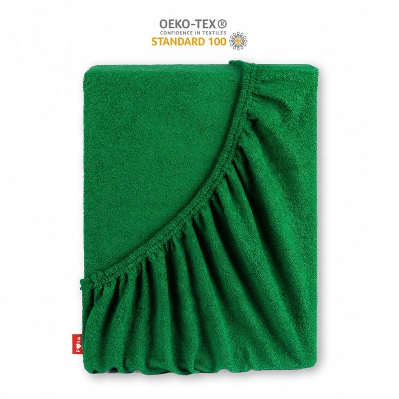 Prześcieradło Frotte z Gumką 90x200 Gruba Bawełna Bok 30 butelkowa zieleń