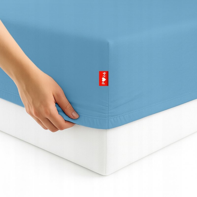 Prześcieradło 120x200 z Gumką GRUBA Bawełna Premium Bok 30 cm Błękitny