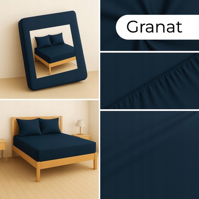 PRZEŚCIERADŁO Z GUMKĄ 160x200 GRANAT MATERAC ZAKŁADKA DO 25 CM