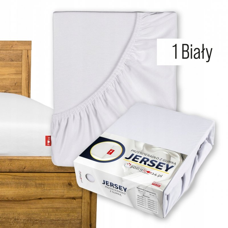 Prześcieradło Jersey z Gumką 90x200 Gruba Bawełna Czesana Bok 30 cm biały