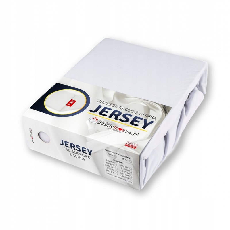 Prześcieradło Jersey z Gumką 200x220 Gruba Bawełna Czesana Bok 30 cm biały