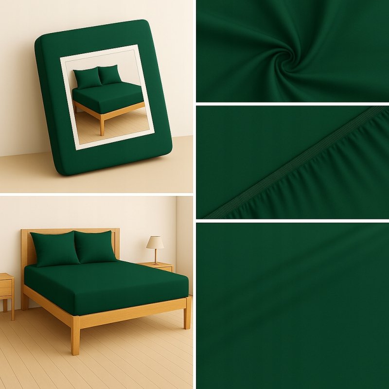 PRZEŚCIERADŁO Z GUMKĄ 90x200 BUTELKOWA ZIELEŃ MATERAC ZAKŁADKA DO 25 CM