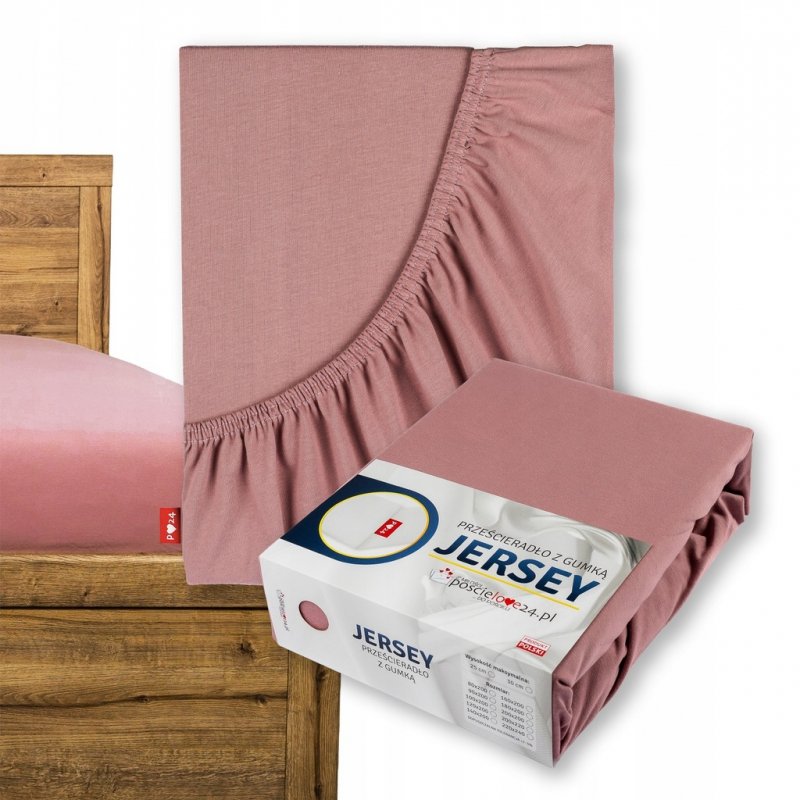 Prześcieradło Jersey z Gumką 100x200 Gruba Bawełna Bok 30 cm paryski róż