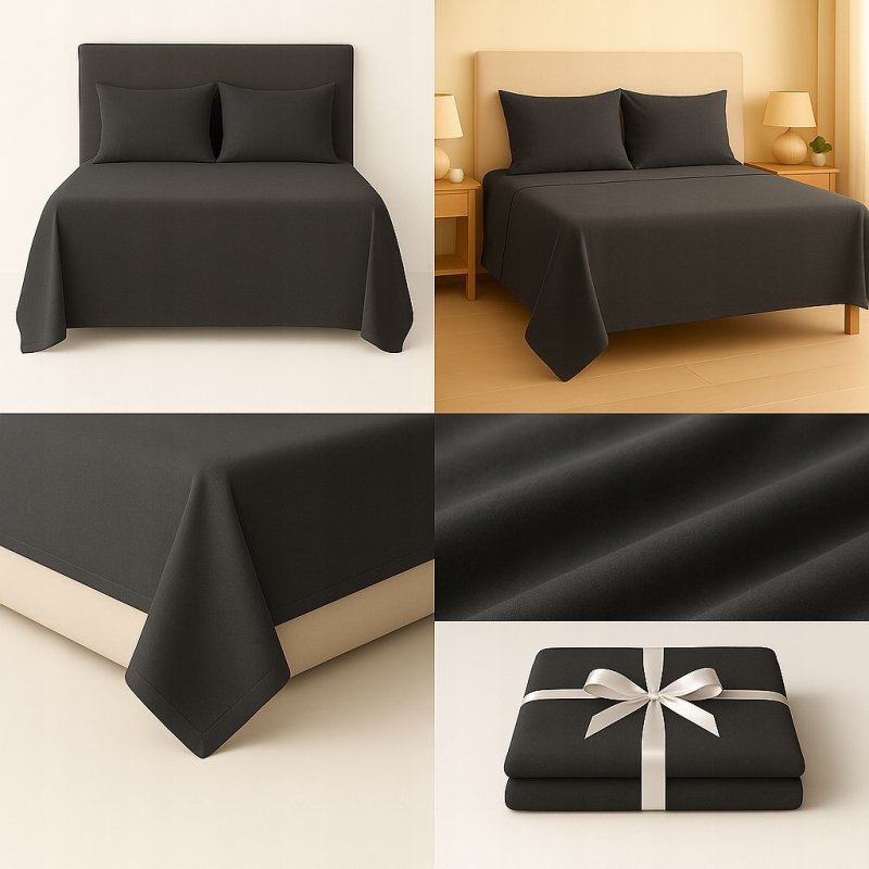 PRZEŚCIERADŁO FLANELOWE 160×200 100% BAWEŁNA POLSKA JAKOŚĆ KOLOR GRAFIT