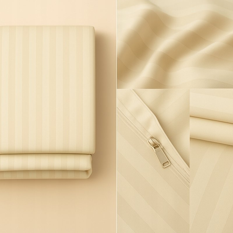 POŚCIEL 200x220 HOTELOWA 100% GRUBA BAWEŁNA SATYNOWA ADAMASZEK ECRU