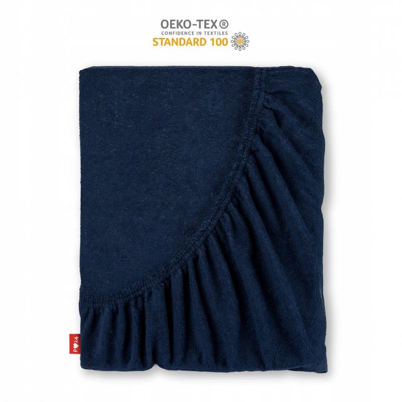 Prześcieradło Frotte z Gumką 80x200 Gruba Bawełna 200g Bok 30 cm granatowy