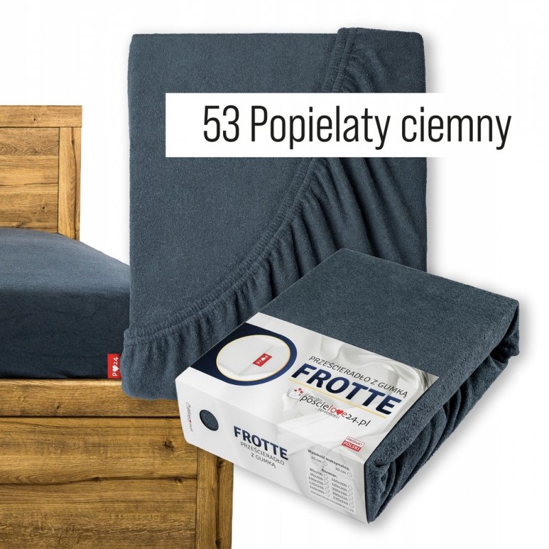Prześcieradło Frotte z Gumką 90x200 Gruba Bawełna Bok 30 cm popiel ciemny