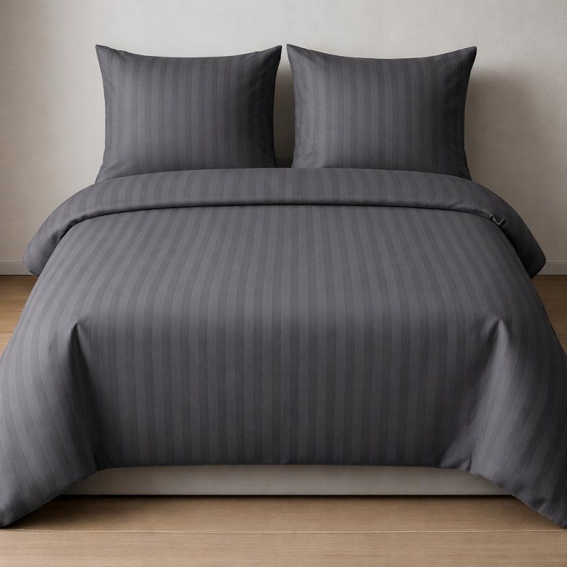 POŚCIEL 160x200 HOTELOWA 100% GRUBA BAWEŁNA SATYNOWA ADAMASZEK GRAFIT