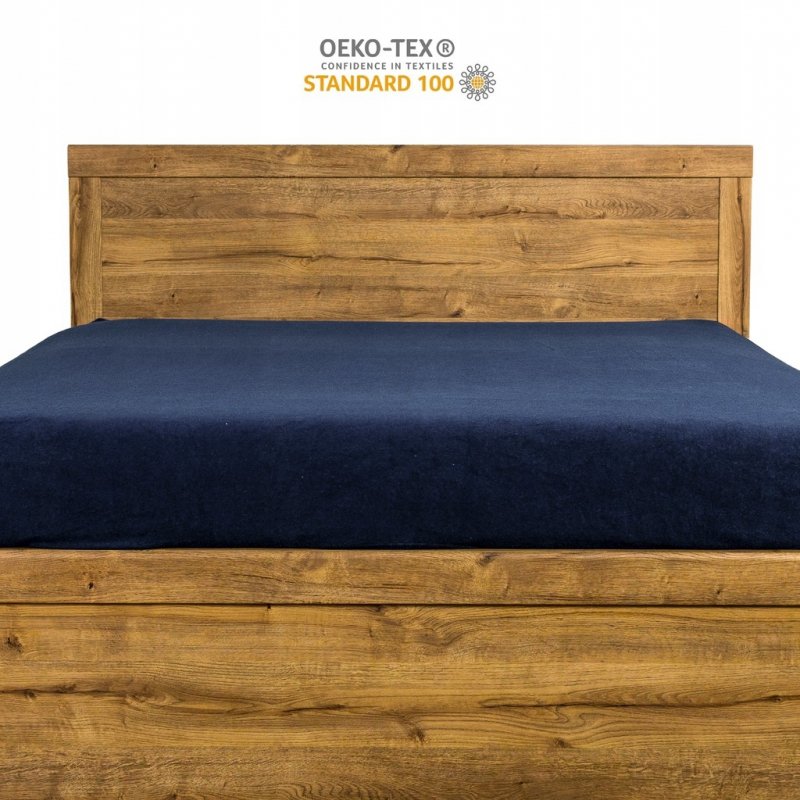 Prześcieradło Frotte z Gumką 200X220 Gruba Bawełna 200g Bok 30 cm granatowy