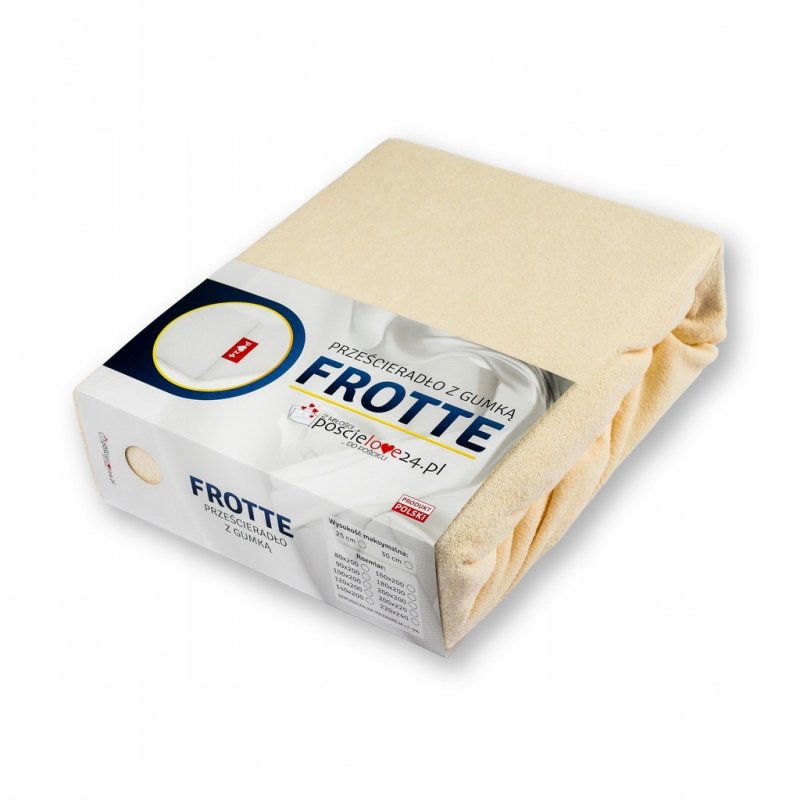 Prześcieradło Frotte z Gumką 160X200 Gruba Bawełna Bok 30 cm kość słoniowa