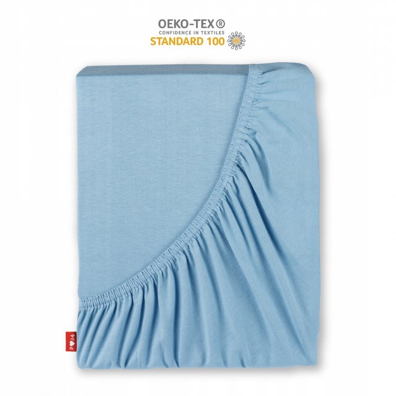 Prześcieradło Jersey z Gumką 140x200 Gruba Bawełna Bok 30 cm błękitny
