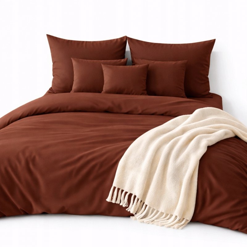 Pościel 160x200 + 2 Poszewki Komplet na Zamek – brąz