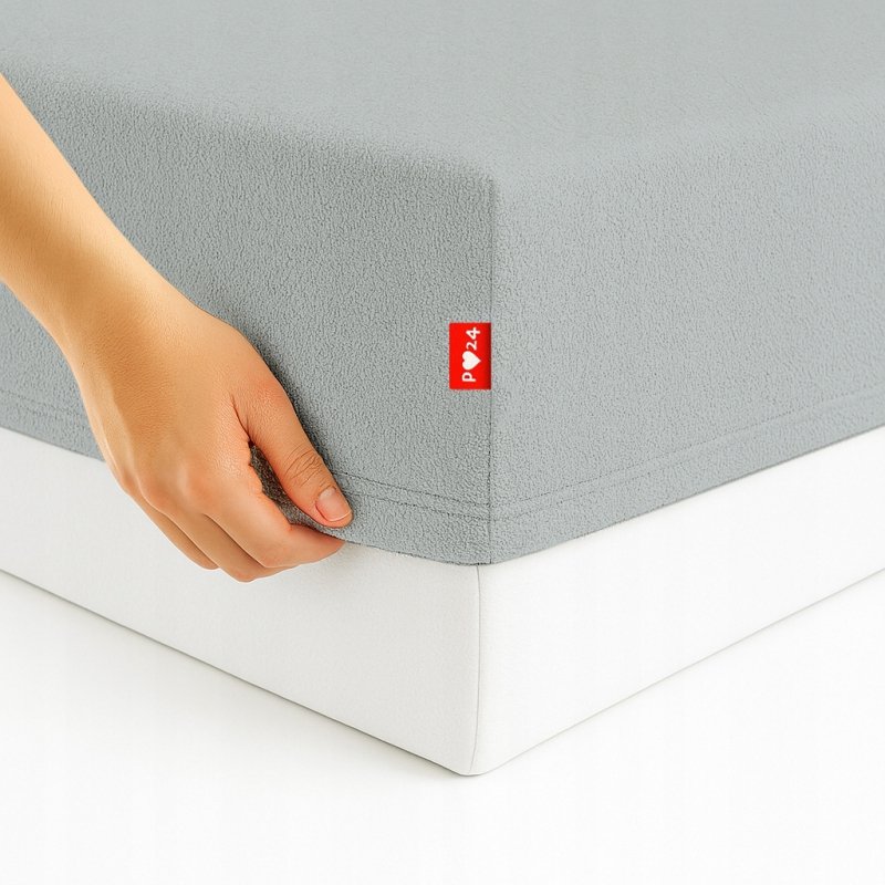 Prześcieradło Frotte z Gumką 140X200 Gruba Bawełna 200g Bok 30 cm popielaty