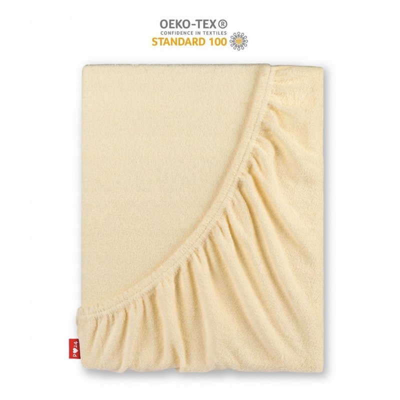 Prześcieradło Frotte z Gumką 200X220 Gruba Bawełna Bok 30 cm kość słoniowa