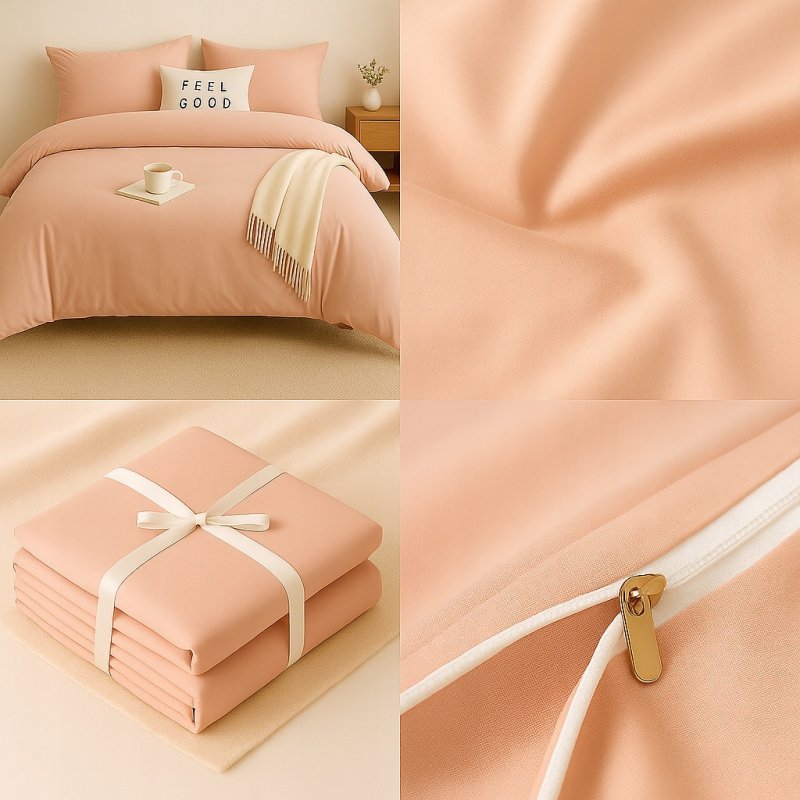 Pościel 200x220 Mikrofibra +2 Poszewki Komplet na Zamek – pudrowy róż