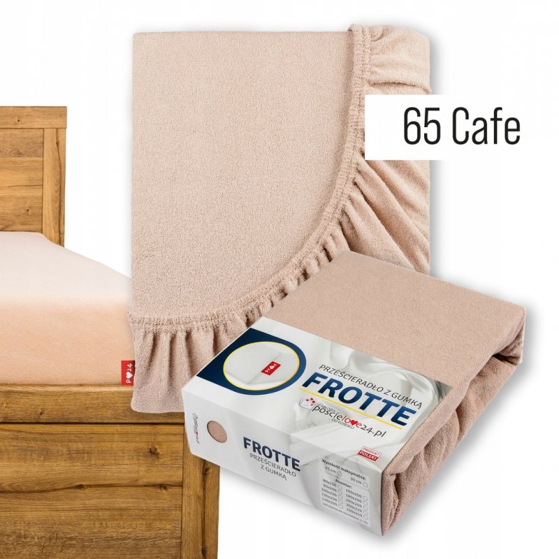 Prześcieradło Frotte z Gumką 200X200 Gruba Bawełna 200g Bok 30 cm cafe