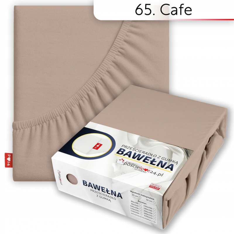 Prześcieradło 100x200 z Gumką GRUBA Bawełna Premium Bok 30 cm Cafe