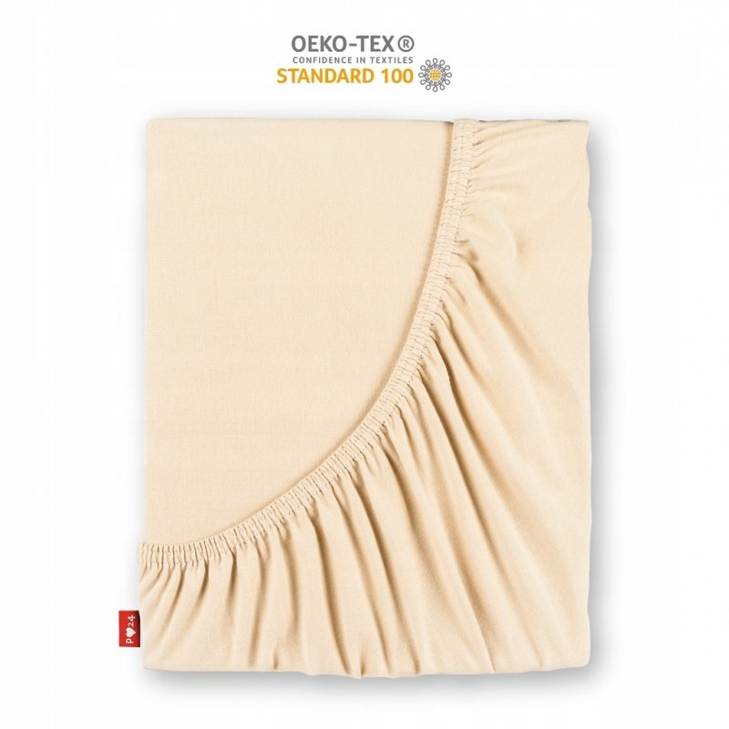 Prześcieradło Jersey z Gumką 200x200 Gruba Bawełna Bok 30 cm kość słoniowa