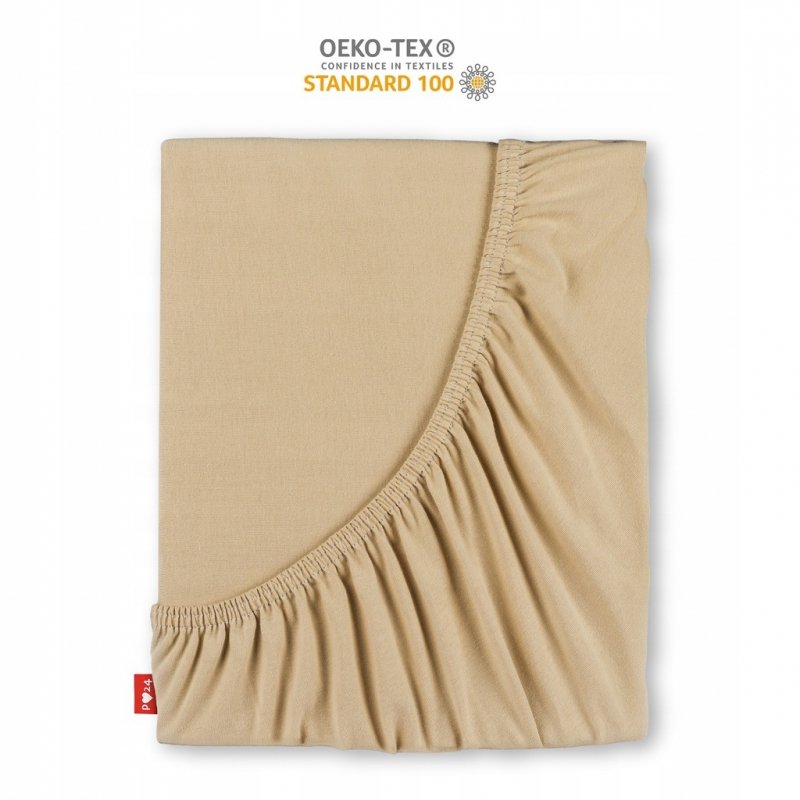 Prześcieradło Jersey z Gumką 220x240 Gruba Bawełna Czesana Bok 30 cm beżowy