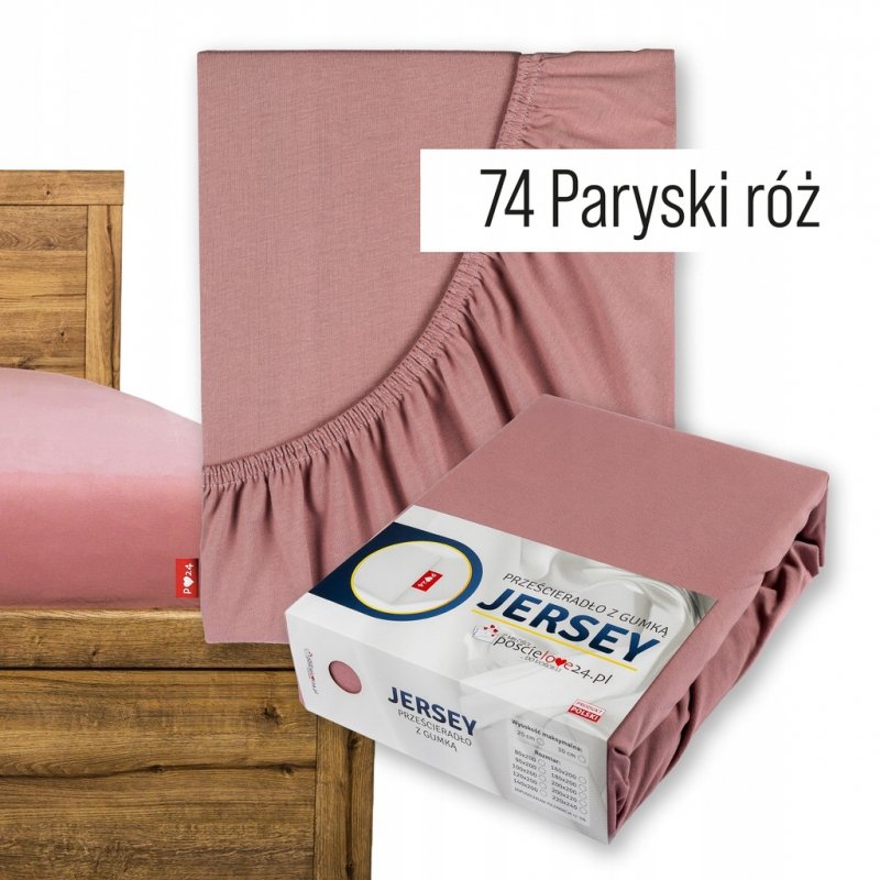 Prześcieradło Jersey z Gumką 90x200 Gruba Bawełna Bok 30 cm paryski róż