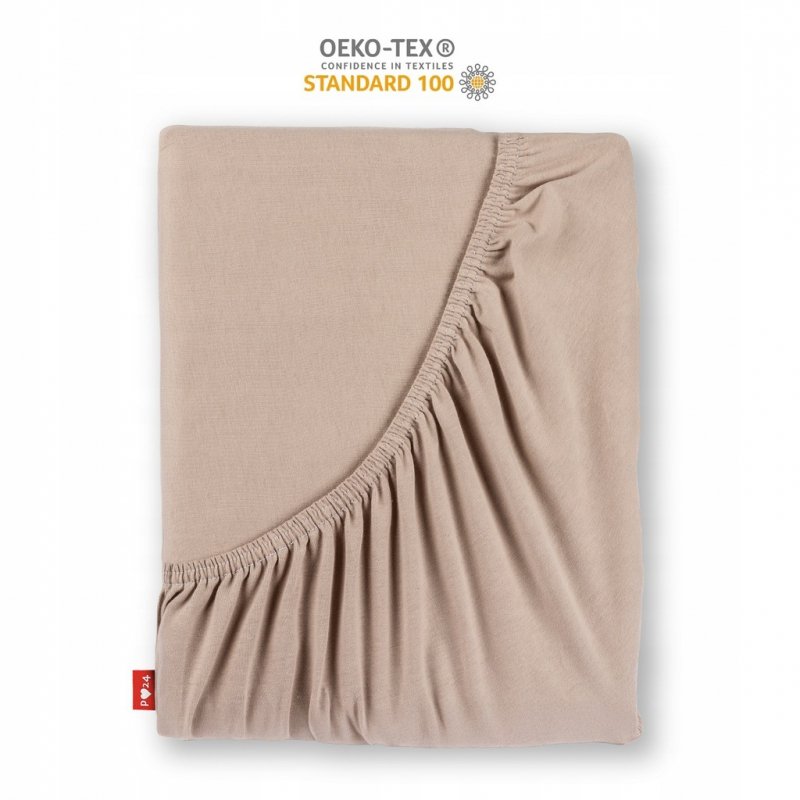 Prześcieradło Jersey z Gumką 200x220 Gruba Bawełna Czesana Bok 30 cm cafe