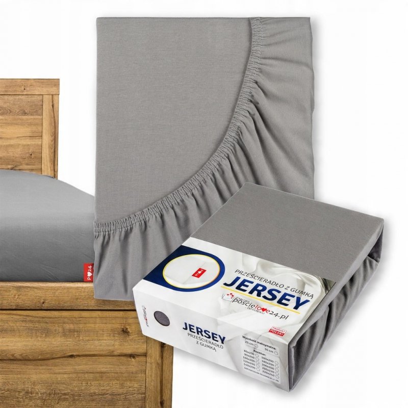 Prześcieradło Jersey z Gumką 80x200 Gruba Bawełna Czesana Bok 30 cm stalowy