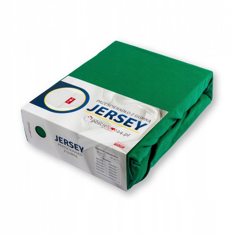 Prześcieradło Jersey z Gumką 220x240 Gruba Bawełna Bok 30 cm butelkowa zieleń