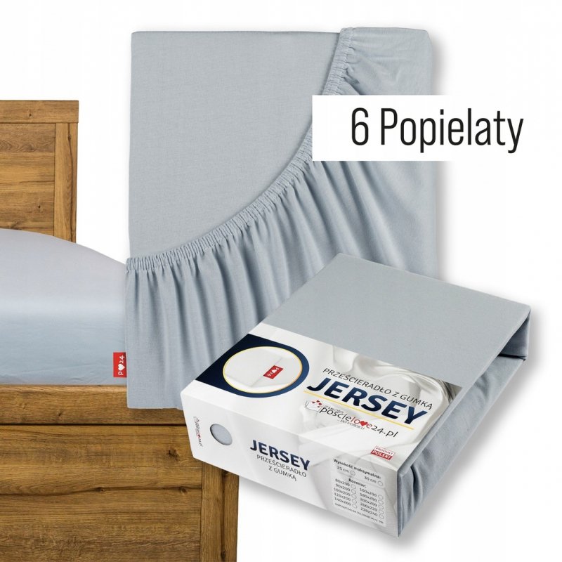 Prześcieradło Jersey z Gumką 120x200 Gruba Bawełna Bok 30 cm popielaty