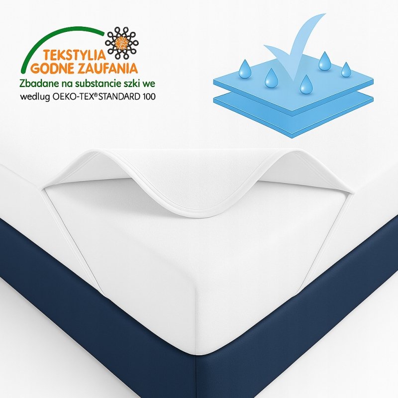 Ochraniacz na materac 100x200 NIEPRZEMAKALNY WODOODPORNY 90C topper Z GUMKĄ