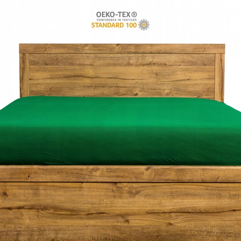 Prześcieradło Jersey z Gumką 160x200 Bawełna Bok 30 cm butelkowa zieleń