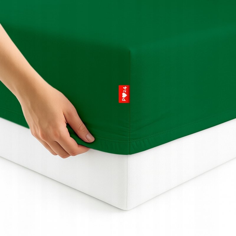 Prześcieradło Jersey z Gumką 220x240 Gruba Bawełna Bok 30 cm butelkowa zieleń