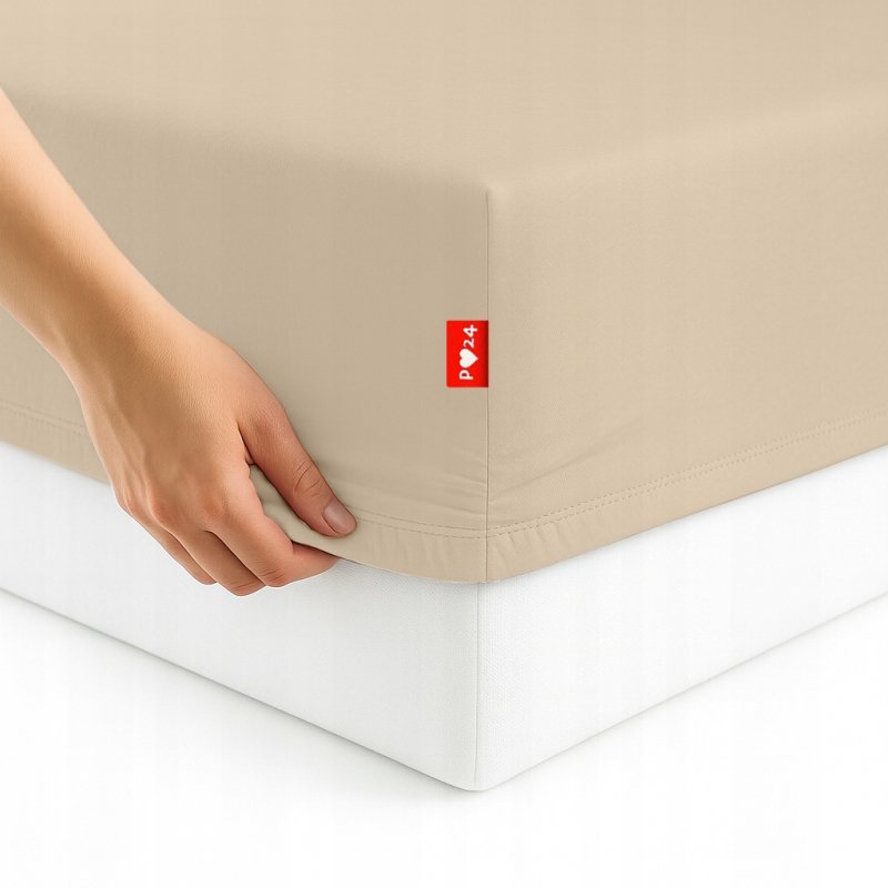 Prześcieradło Jersey z Gumką 200x220 Gruba Bawełna Bok 30 cm kość słoniowa