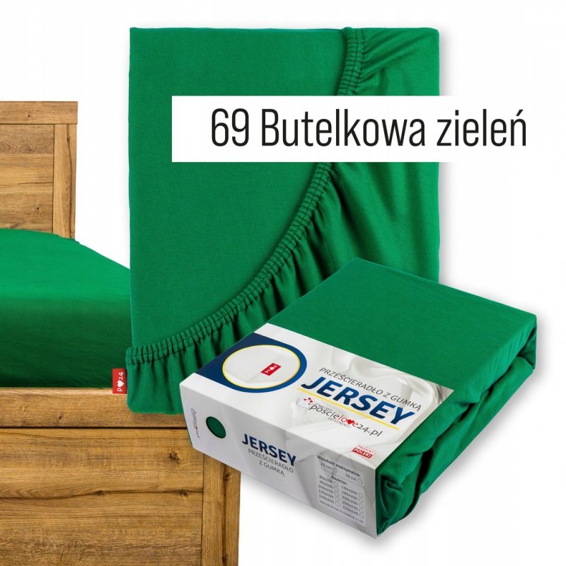 Prześcieradło Jersey z Gumką 120x200 Bawełna Bok 30 cm butelkowa zieleń