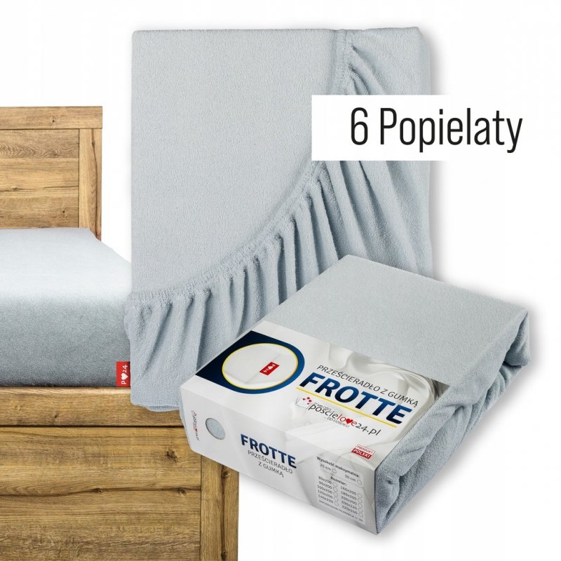 Prześcieradło Frotte z Gumką 220X240 Gruba Bawełna 200g Bok 30 cm popielaty