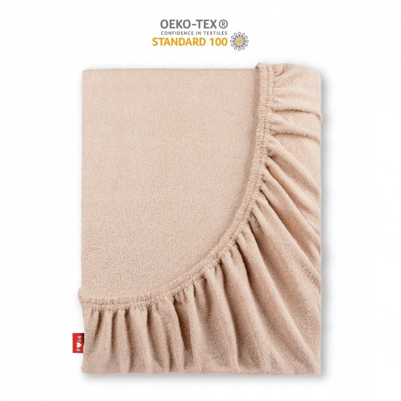 Prześcieradło Frotte z Gumką 90x200 Gruba Bawełna 200g Bok 30 cm cafe