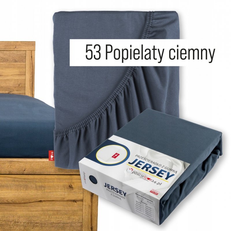 Prześcieradło Jersey z Gumką 200x200 Gruba Bawełna Bok 30 cm popiel ciemny