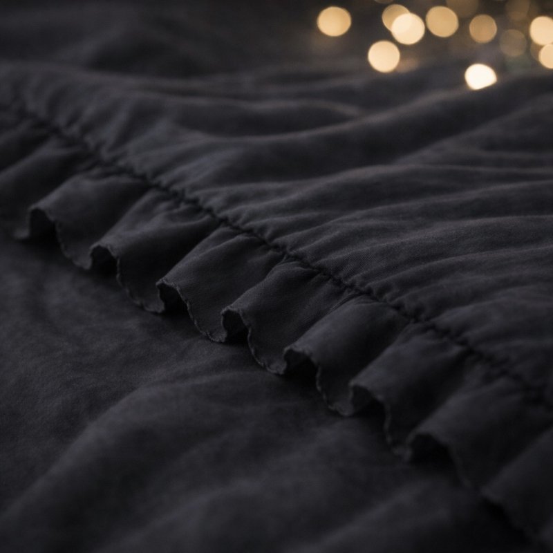 POŚCIEL 200x220 Z FALBANĄ KOMPLET 3 CZĘŚCIOWY MIKROFIBRA KOLOR GRAFIT