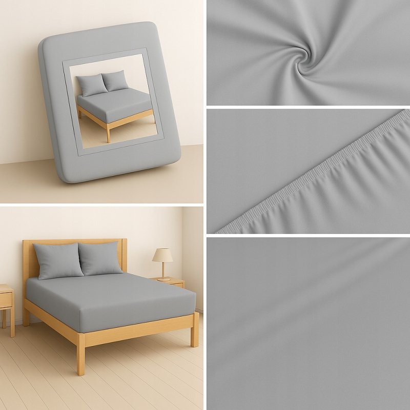 PRZEŚCIERADŁO Z GUMKĄ 180x200 STALOWY MATERAC ZAKŁADKA DO 25 CM